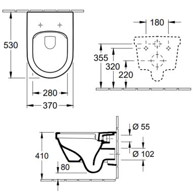 VILLEROY&BOCH Унитаз подвесной с сиденьем soft-close Architectura (5684HRR1)
