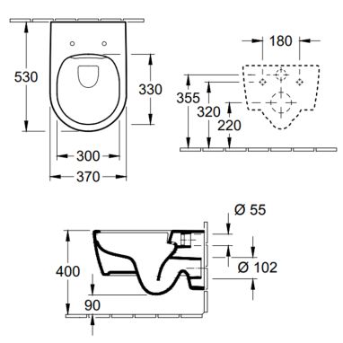 VILLEROY&BOCH Унитаз подвесной с сиденьем soft-close Avento (5656RS01)