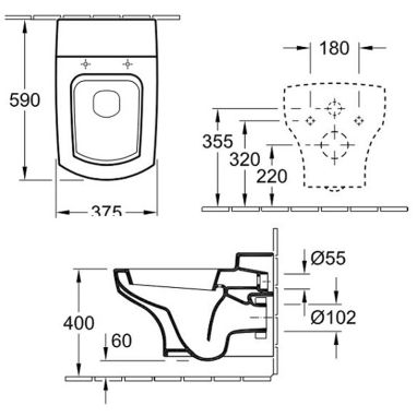 VILLEROY&BOCH Унітаз підвісний (чаша) Bellevue (566410R2)