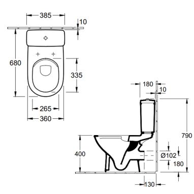 VILLEROY&BOCH Унитаз (чаша) O.Novo (5661R001)