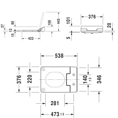 DURAVIT Сиденье с крышкой для унитаза SensoWash Vero Air (611500002000300)