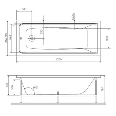 AM.PM Каркас для ванны Gem W90A-170-070W-R