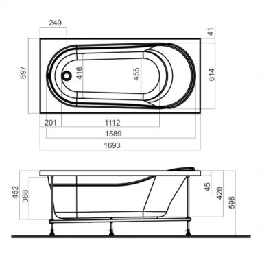 AM.PM Панель фронтальная для ванны Joy W95A-170-070W-P