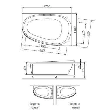 AM.PM Ванна акриловая правосторонняя Bliss L (W53A-170R115W-A)