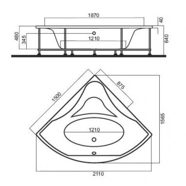 AM.PM Ванна акриловая угловая Bliss L (W55A-150C150W-A)
