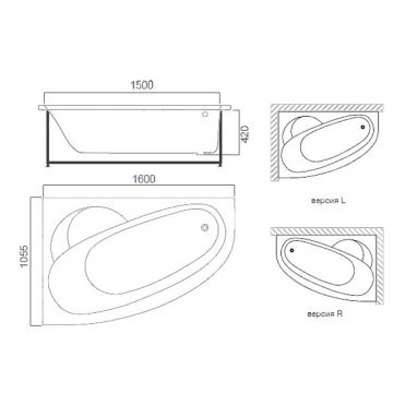 AM.PM Ванна акриловая угловая Bliss L (W55A-160R105W-A)