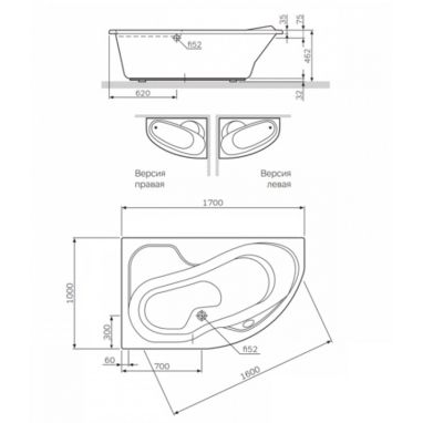 AM.PM Ванна акриловая угловая Bliss L (W55A-170L100W-A)