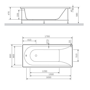 AM.PM Ванна акриловая Spirit (W72A-180-080W-A2)