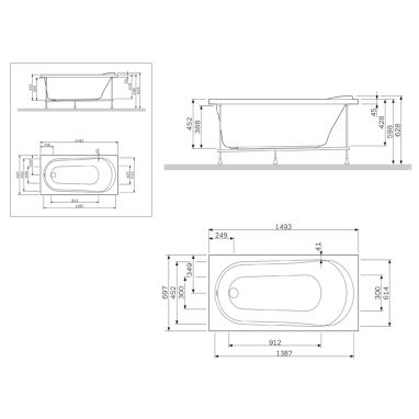 AM.PM Панель фронтальная для ванны Spirit (W72A-170-070W-P2)