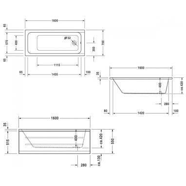 DURAVIT Ванна акриловая D-Code (700096000000000)