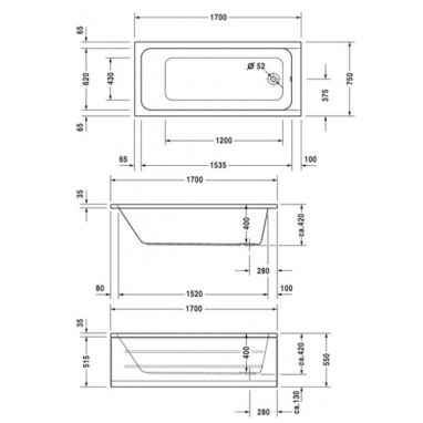 DURAVIT Ванна акриловая D-Code (700100000000000)