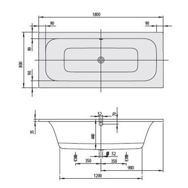 VILLEROY&BOCH Ванна акрилова Loop&Friends Square (UBA180LFS2V-01)