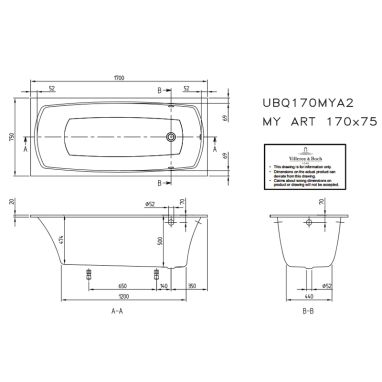 VILLEROY&BOCH Ванна квариловая + ножки My Art (UBQ170MYA2V-01)