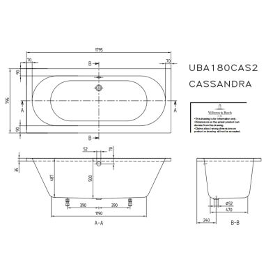 VILLEROY&BOCH Ванна акриловая O.Novo (UBA180CAS2V-01)