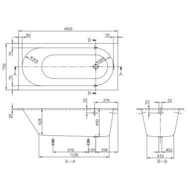 VILLEROY&BOCH Ванна кварилова Oberon (UBQ160OBE2V-01)