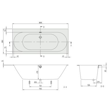 VILLEROY&BOCH Ванна квариловая Oberon 2.0 (UBQ180OBR2DV-01)