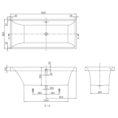 VILLEROY&BOCH Ванна квариловая Squaro (UBQ180SQR2V-01)
