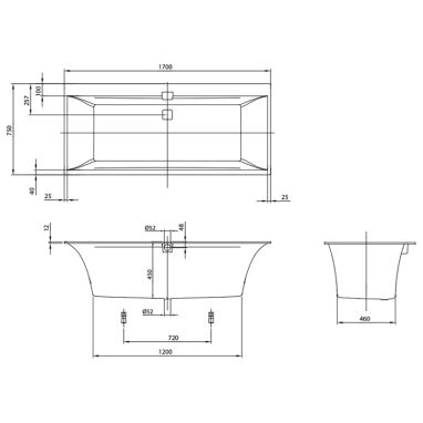 VILLEROY&BOCH Ванна квариловая Squaro Edge 12 (UBQ170SQE2DV-01)