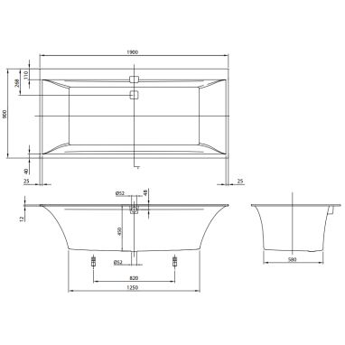 VILLEROY&BOCH Ванна квариловая Squaro Edge 12 (UBQ190SQE2DV-01)