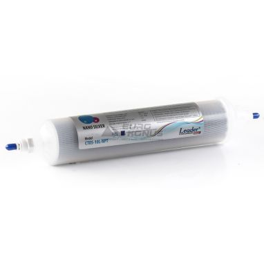 LEADER Картридж угольный для постфильтрации In-Line CTO Nano Silver-10x2-NPT (LCTOS-10L-NPT)